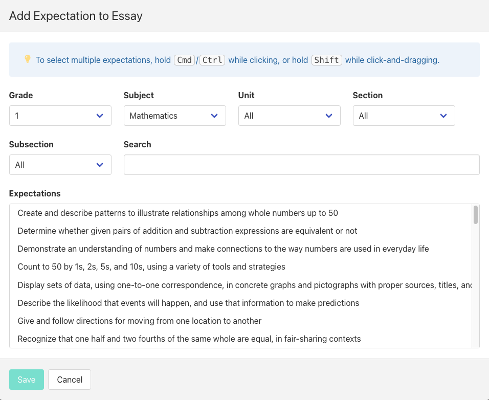 Add expectations to assessments
